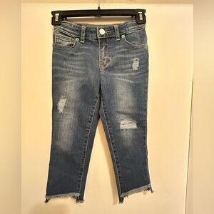 Cat and Jack Super Stretch Super Skinny Distressed Cropped Blue Denim Jeans,Sz 6